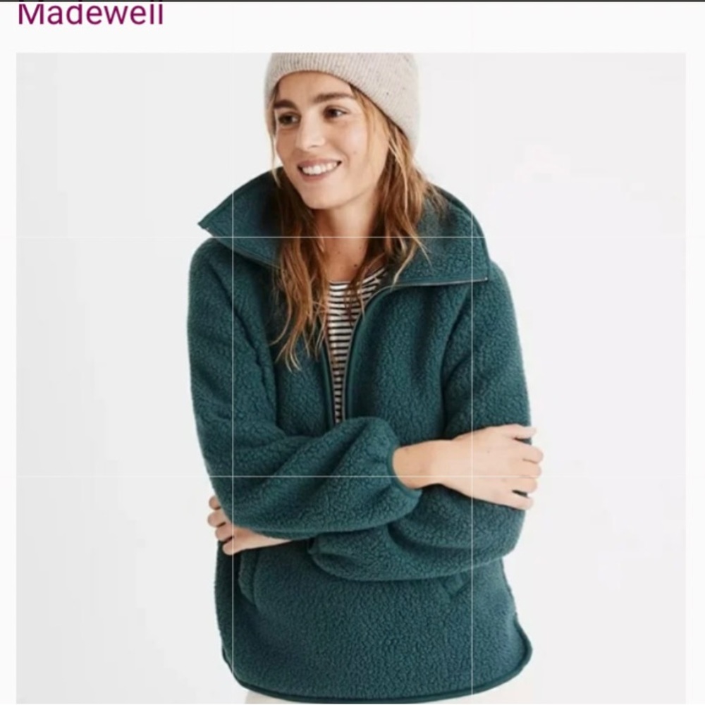 Madewell fleece (small)half zip pullover -green